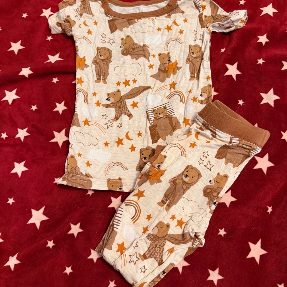 Little Sleepies Brown and Cream Bear Print Pajama Set
